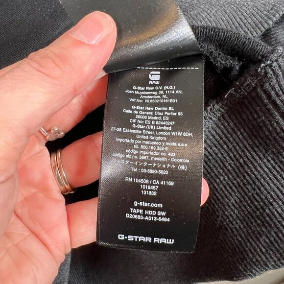 G Star Raw Logo Tape Hooded Sweater Sweatshirt Unisex Size XS Black Hoodie - Picture 13 of 15